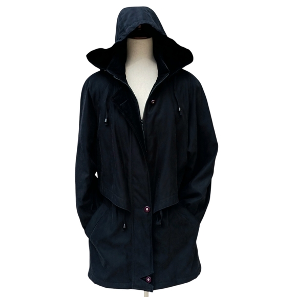 IZZI OUTERWEAR Insulated Winter Coat Hood Toggle Drawstrings Zipper Black Size L - Picture 4 of 15